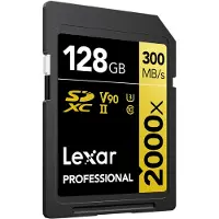 Lexar SDXC 128GB 300MB/s 2000x V90 Class 10 UHS-II Professional