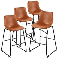 Vevor -baarituolisetti, 4 kpl, 65 cm:n korkuiset baarituolit, moderni PU-nahkainen baarituoli selkänojalla, metallijalat, helppo koota käsinojaton baarituoli, saarekkeen baarituoli keittiöön, ruokailut