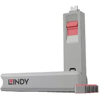 Lindy USB-C Port Blocker, 4kpl + avain, pinkki/harmaa