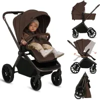 Lionelo MIKA Plus 2-in-1 Yhdistelmävaunut, Mocha Mousse