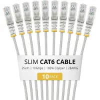 StarTech.com 25cm Gray Slim CAT6 Cable (N6PAT25CMGRS10PK)