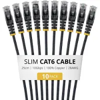 StarTech.com 25cm Black Slim CAT6 Cable (N6PAT25CMBKS10PK)