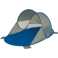 High Peak Calvia 10124 Pop-up Beach Tent with UV 40 Filter, Blue/Gray, XL, with Inner Pockets