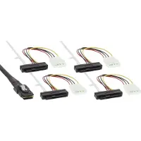 Intos InLine Mini SAS - 4x SAS SFF-8482 + Power -kaapeli, 0,75 m, musta