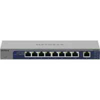 Netgear GS108MX-100EUS, Hallitsematon, L2, Gigabit Ethernet (10/100/1000), Täysin kaksipuolinen, Telineasennus, Työpöytä-/seinäkiinnitys