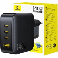 Baseus EnerFill FH11 GaN 140W Wall Charger 3xUSB-C + 1xUSB-A - Black