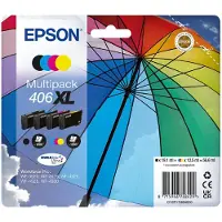 Epson Moniväripakkaus, 4 väriä, 406XL, Sateenvarjo, DURABrite Ultra, High (L) Yield, 19,1 ml, 1 kpl, Monipakkaus