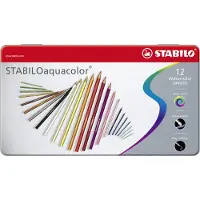 Stabilo aquacolor Vesiväritettävä värikynäsarja, 12 kynää metallirasiassa.