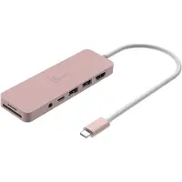 J5CREATE USB-C-moniporttinen keskitin 60W Virransyötöllä - Vaaleanpunainen