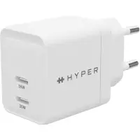Targus 35W HyperJuice GaN-verkkovirtalaturi, 2x USB-C PD3.0, valkoinen