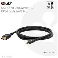 Club 3D usb-c to displayport 2.1 dp54 bidirectional vesa certified cable 2m