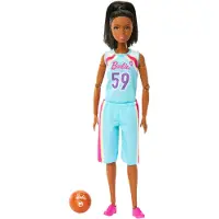 Mattel Urat Muotinukke ja Asusteet Liikkuva Ruskeaverikk Koripalloilija Irrotettavassa Peliasussa Pallolla 22 Taipuisat Nivelet