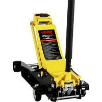 Vevor matalaprofiilinen nostotunkki, 4 tonnin kapasiteetti, teräksinen kilpa-autonnostin kaksoismäntäisellä pikapumpulla, hydraulinen nostovaunu katumaastureihin, nostoalue 100–545 mm, keltainen ja mu