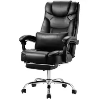 Vevor Toimistotuoli, ergonominen, jalkatuella, keinonahka, musta