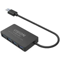 Vision - hub - 4 ports USB hub - 4 porttia - USB 3.2 - Musta