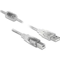 DeLOCK 83894, 2 m, USB A, USB B, USB 2.0, Uros/uros, Läpinäkyvä
