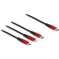 DeLOCK – USB Charging Cable 3 in 1 USB Type-C to Lightning /Micro USB /USB Type-C 30cm black/red (86710)