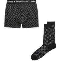 Karl Lagerfeld Bokserishortsit harmaa / musta / valkoinen