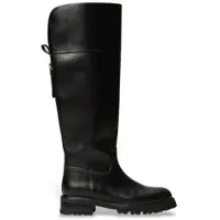 Twinset for woman. 262TGT140 Black leather high boots with strap (36), 3 to 5 cm, None, Casual