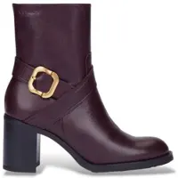 Wonders for woman. I-9222 Burgundy Alice Leather Ankle Boots (36), 3 to 5 cm, Zip, Casual, Maroon