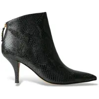 Twinset for woman. 262TGT072 Black snake-effect ankle boots (38), Leather, 5 to 8 cm, Zip, Casual