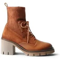 Hispanitas for woman. HI254281 Zurich Rock Brown Leather Ankle Boots (42), 5 to 8 cm, Laces, Zip, Casual