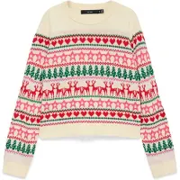 Vero Moda Neulepaita 'VMNEWCHRISTMAS' beige / smaragdi / melooni