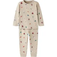 Name it Yöpuku 'NMNVISMAS' beige / kuusi / tummanpunainen / valkoinen