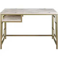Skye Decor 541, 75 cm, Työpöytä, väri valkoinen/kulta
