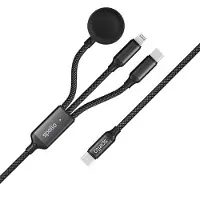 EPICO Spello 3-in-1 USB-C -kaapeli, 100 W, 1,2 m, musta