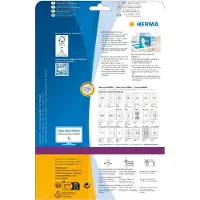 Herma 5036, Valkoinen, Liimaton tulostustarra, A4, Pahvi, Laser/Inkjet, Suorakulmio