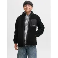 JACK&JONES JUNIOR Junior Fleecetakki 'JJESoho' musta / valkoinen