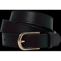 Ralph Lauren Rounded-Buckle Leather Skinny Belt - Black - XL