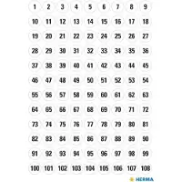 Herma Numbers 8mm 1-540 paper white black 5 sh., Valkoinen, 8 mm, 5 arkkia (4128)