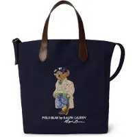 Ralph Lauren for man. 405P16216001 Navy Polo Bear canvas tote bag (OSFA), Casual, Cotton