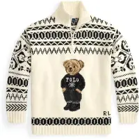 Ralph Lauren Ski Polo Bear Wool-Cashmere Quarter-Zip - Cream - M