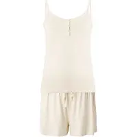 Hunkemoller Pj Cami Henley Thin Stripe - Cream - S