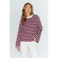 Gina Tricot Stripe Long Sleeve Tee - Burgundy - S