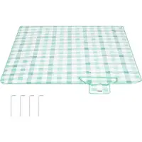 Songmics Vedenpitävä piknikviltti 200 x 200 cm, vihreä - valkoinen