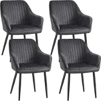 Songmics Ruokapöydän tuolisarja Velvet, vaaleanharmaa, suorat linjat
