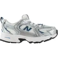 New Balance unisex for kids. I530V1_KL White and silver 530 Bungee Lace leather sneakers (23), Flat, Laces, Casual, Sport, children's fashio
