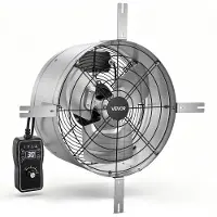 Vevor -päätytuuletin, 38 cm:n päätytuuletin ullakolle termostaatilla, 1300 CFM:n jäähdytys ja ilmanvaihto kotiin, autotalliin, varastoihin, työpajoihin, hiiliteräksinen kotelo kiinnitystelineillä, hope