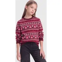 ONLY Kogxmas Present Ls O-Neck Box Knt - Burgundy - 134-140