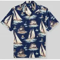 Ralph Lauren Classic Fit Sailboat-Print Oxford Shirt - Navy - M