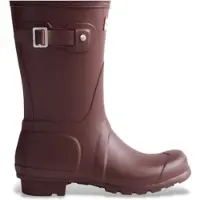 Hunter for woman. WFS1000RMA Original Short burgundy rain boots (37), Flat, None, Casual, Maroon, PVC