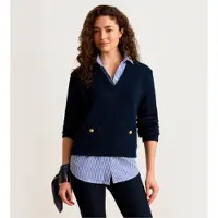 Ralph Lauren for woman. 200P08778500 Cotton sweater with navy button trim (M), Casual