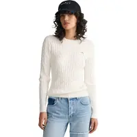 Gant Stretch Cotton Cable C-Neck - White - L