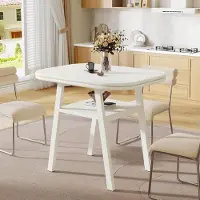 24.Se Ruokapöytä 80 x 60 x 76 cm / keittiöpöytä säilytyshyllyllä / pieni pöytä 2–4 hengelle