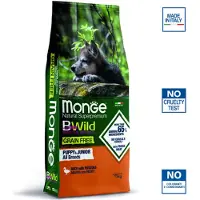 Monge BWILD Best For Breeders Puppy - Junior 30/20 viljaton kuivaruoka pennuille ankan ja perunoiden kera, 15 kg
