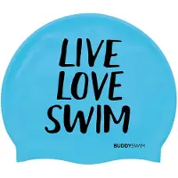 Buddyswim Live Love Swim Silicone Swimming Cap Sininen